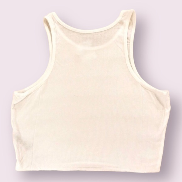 Free People High Neck Ribbed White Crop Top Size Large Intimately Free New NWT - Picture 4 of 10
